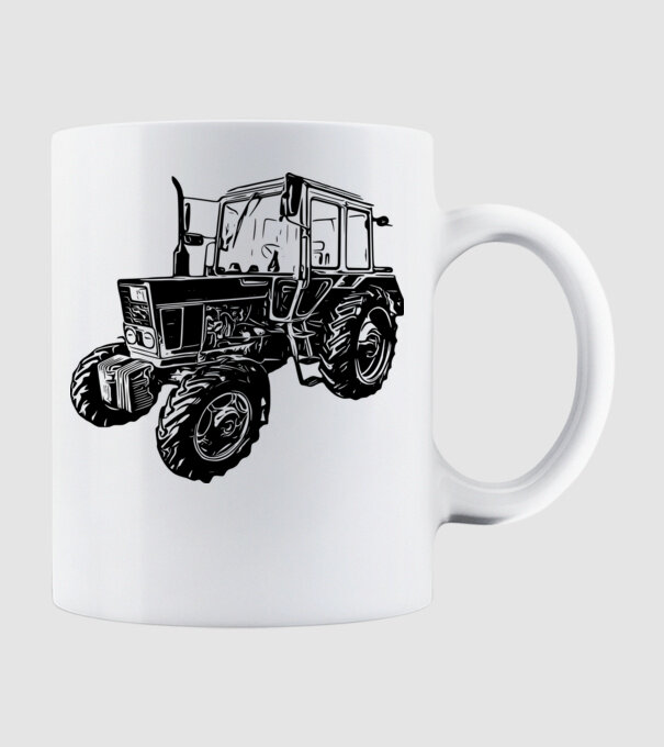 TRACTOR model alb pe tricou