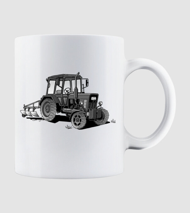 TRACTOR model alb pe tricou