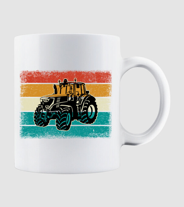 TRACTOR model alb pe tricou