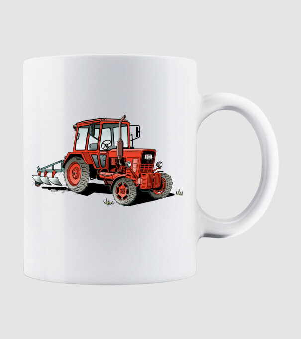 TRACTOR model alb pe tricou