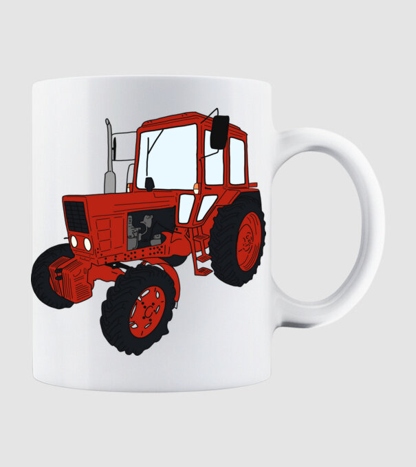 TRACTOR model alb pe tricou