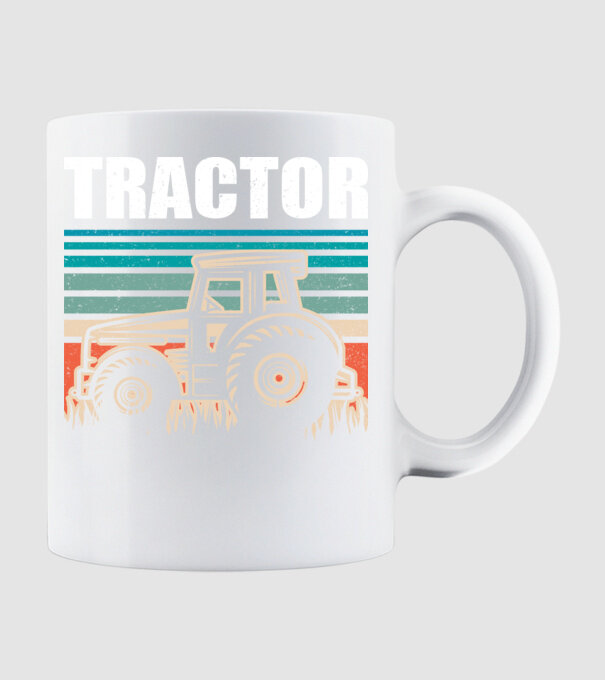 TRACTOR model alb pe tricou
