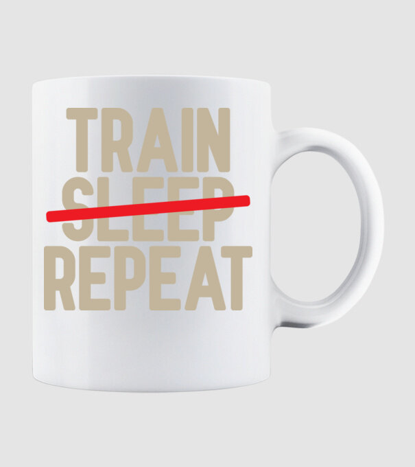 Train repeat model alb pe tricou