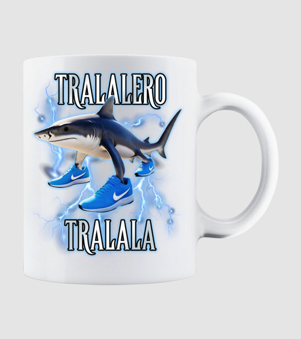 Tralalero Tralala model alb pe tricou
