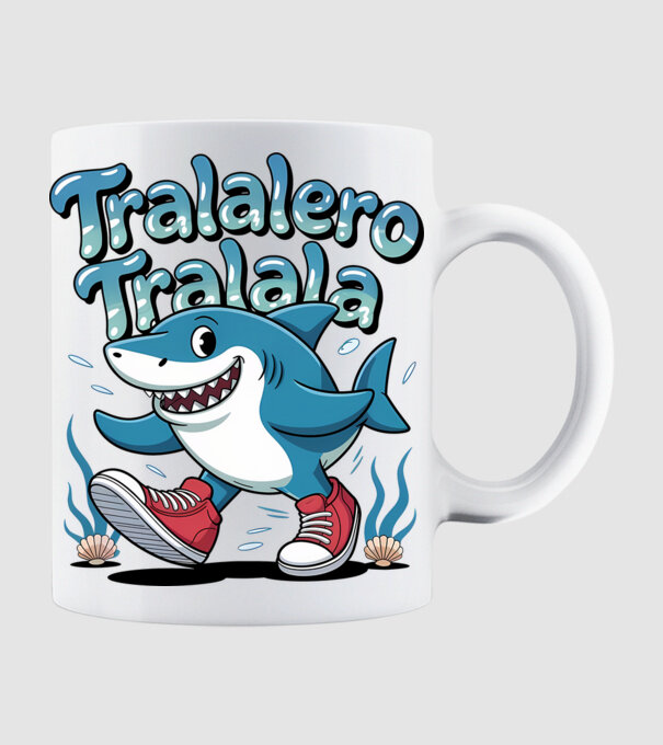 Tralalero Tralala drăguț model alb pe tricou