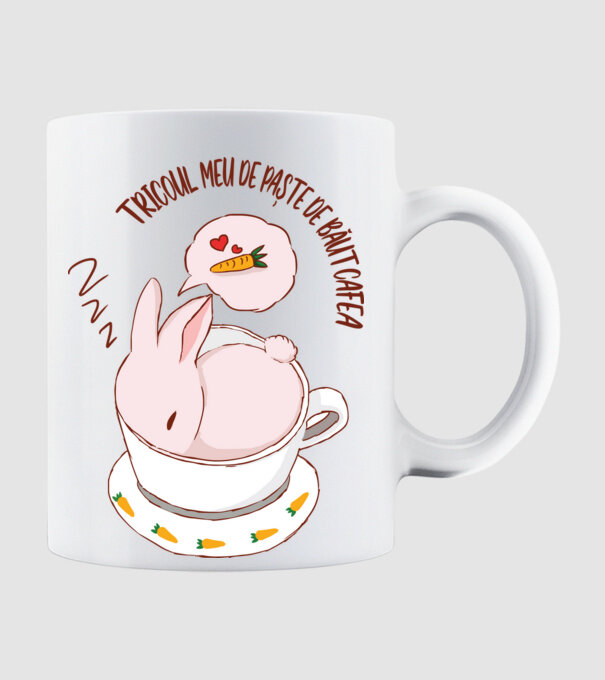 tricoul meu de Paște de băut cafea model alb pe tricou