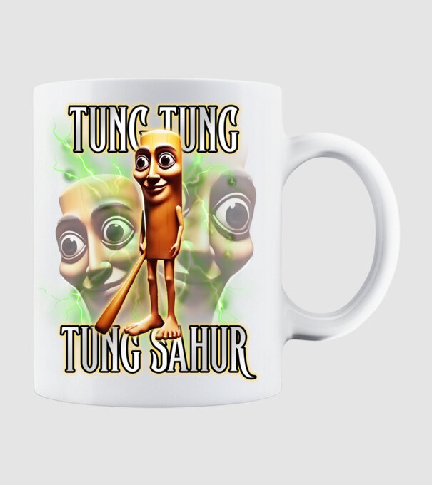 Tung Tung Tung Sahur model alb pe tricou