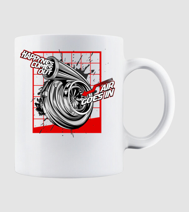 Turbo model alb pe tricou