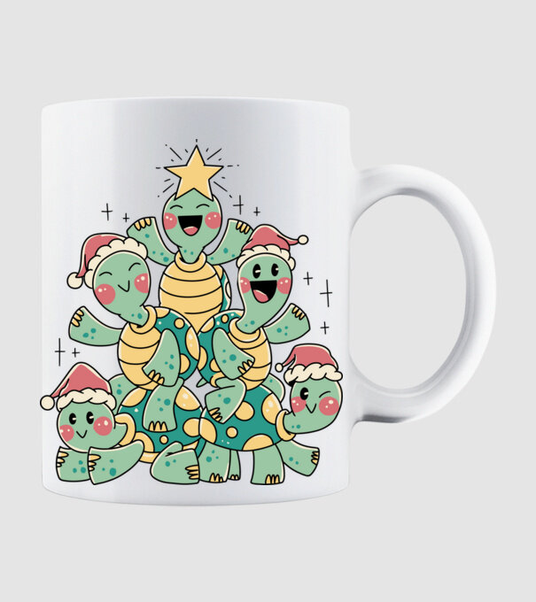 Turtle christmas tree model alb pe tricou