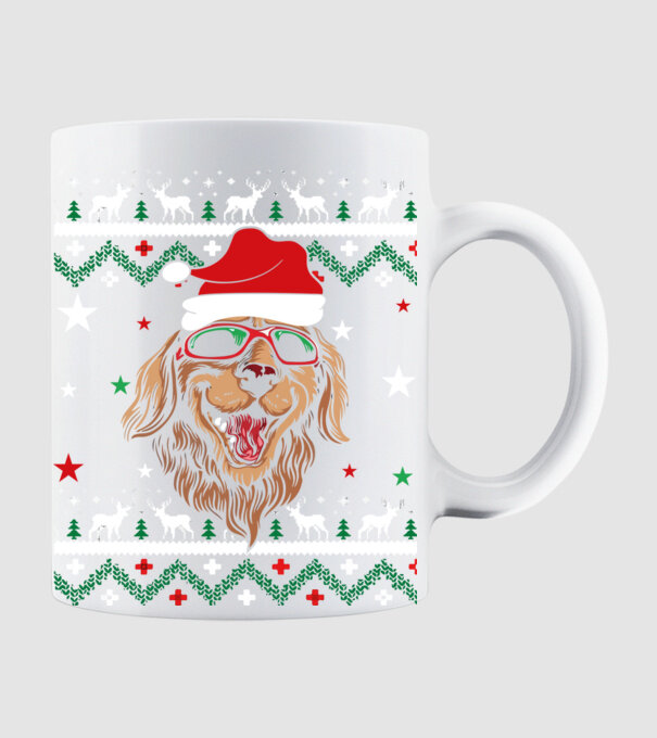 Ugly sweater dog model alb pe tricou