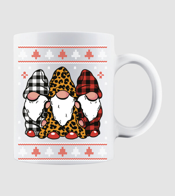 Ugly sweater gnomes model alb pe tricou