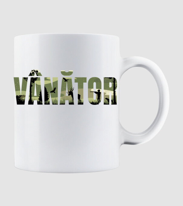 VÂNĂTOR model alb pe tricou