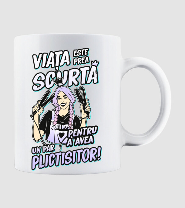viata este prea scurta pentru a avea un par plictisitor model alb pe tricou