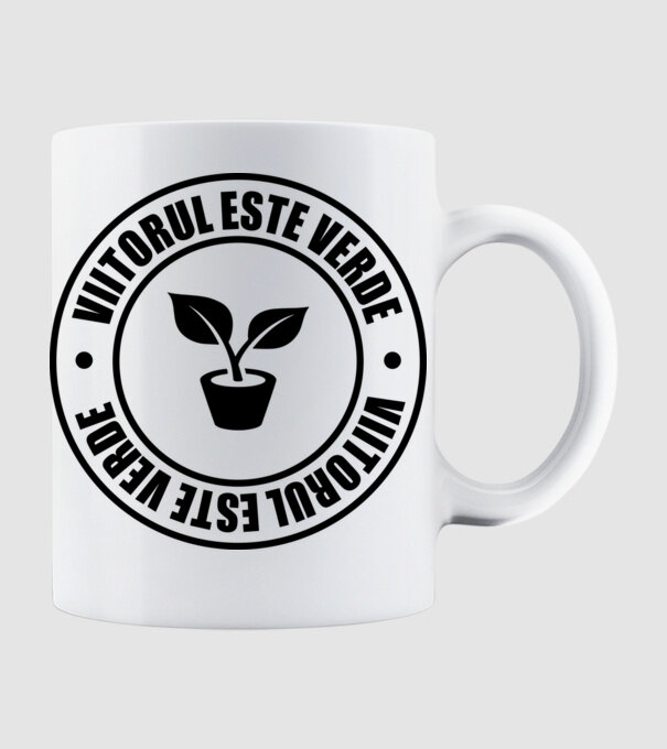 Viitorul este verde model alb pe tricou