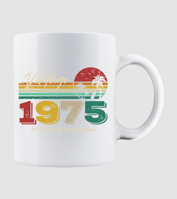 VINTAGE 1975 model alb pe tricou