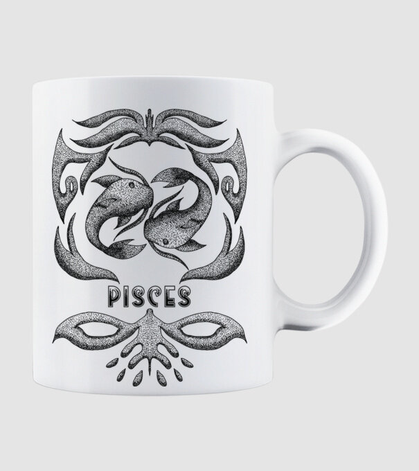 Vintage zodiac pisces model alb pe tricou