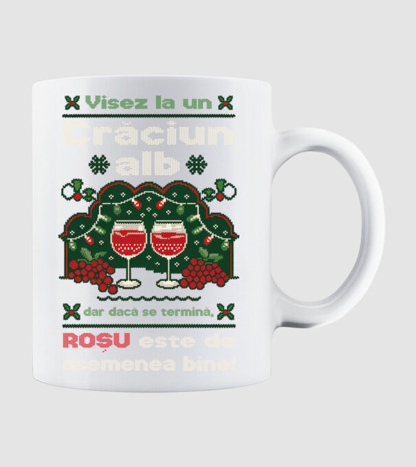 Visez la un Crăciun alb dar dacă se termină, Roșu este de asemenea bine! Negru model alb pe tricou