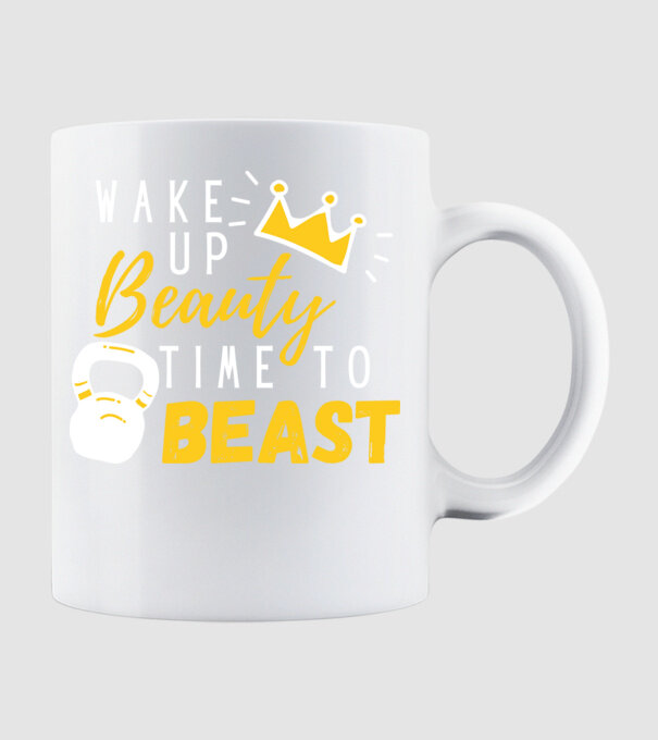 Wake Up Beauty Time To Beast model alb pe tricou