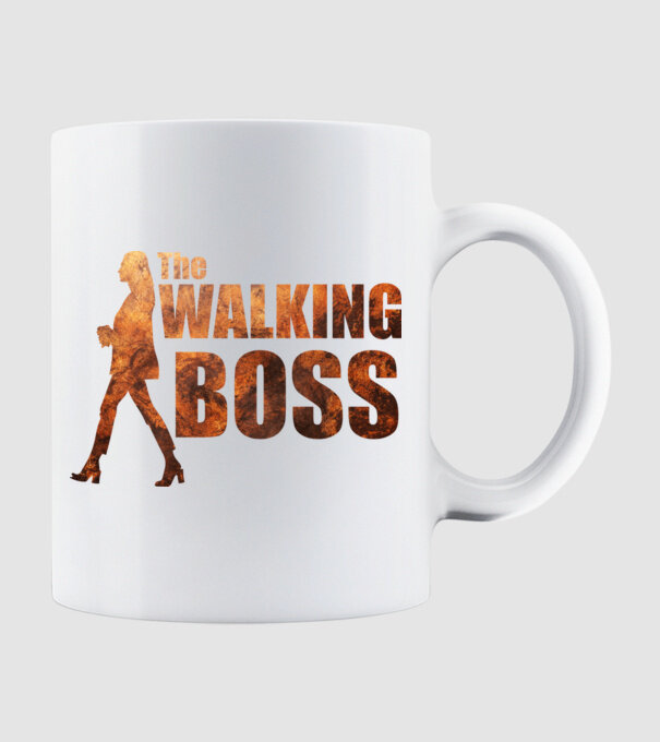Walking bos model alb pe tricou