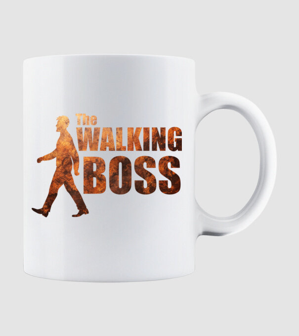 Walking boss model alb pe tricou