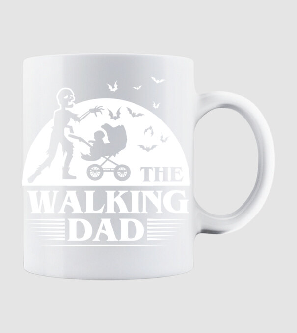 Walking dad model alb pe tricou