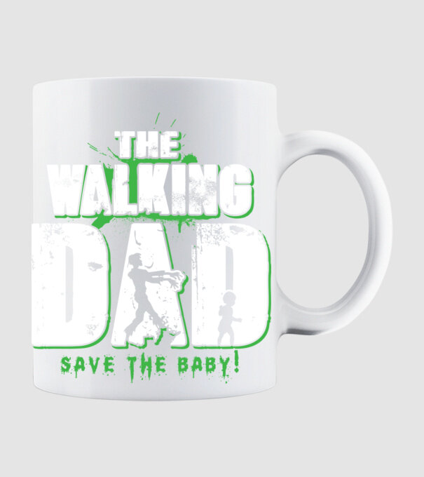 Walking dad green model alb pe tricou