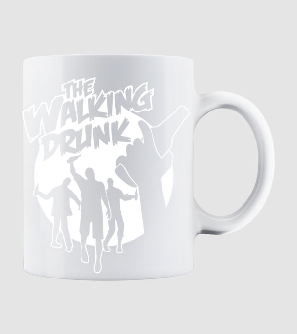 Walking Drunk model alb pe tricou