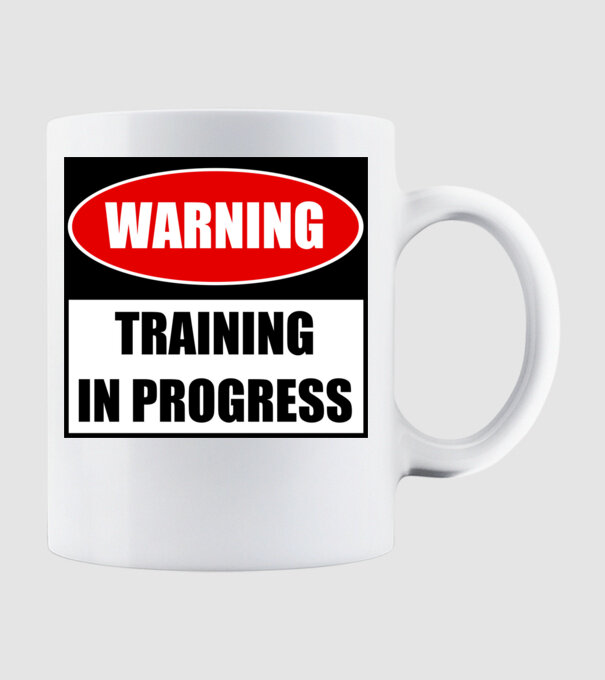 Warning Training In Progress model alb pe tricou