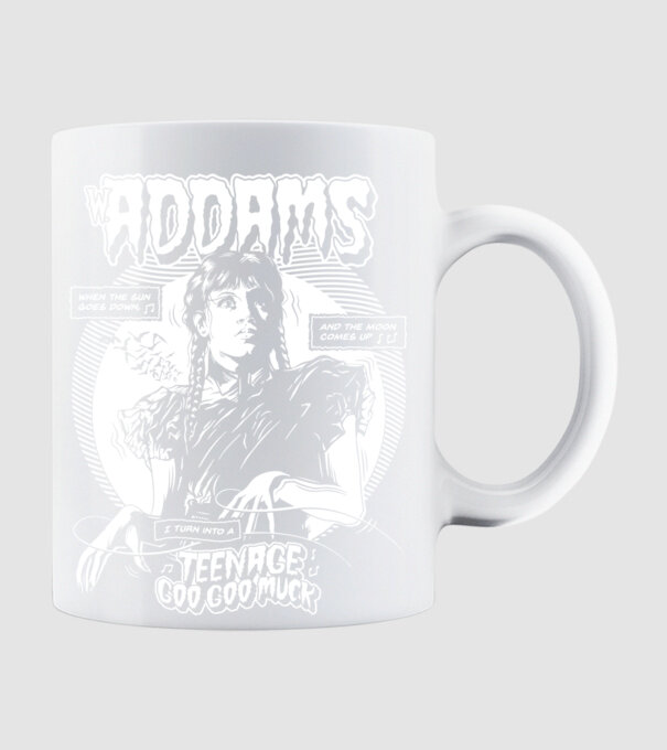 WEDNESDAY ADDAMS TEENAGE GOO GOO MUCK model alb pe tricou