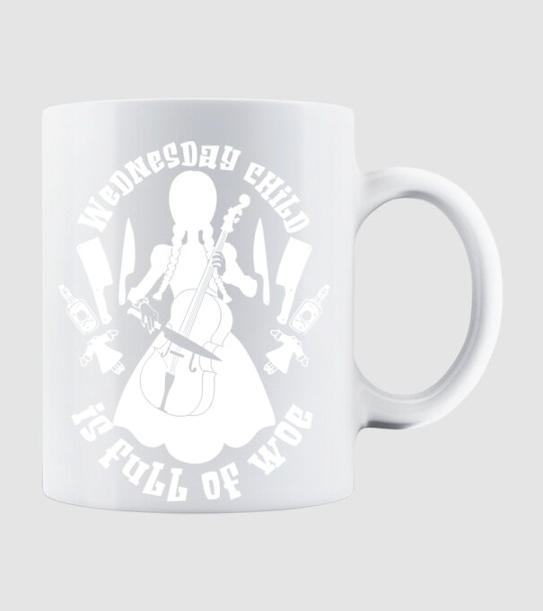 Wednesday child is full of woe model alb pe tricou