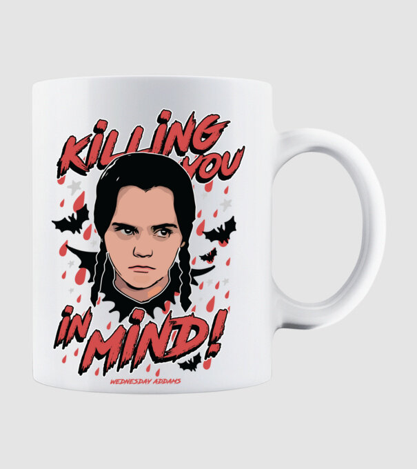 WEDNESDAY Killing You in my mind model alb pe tricou