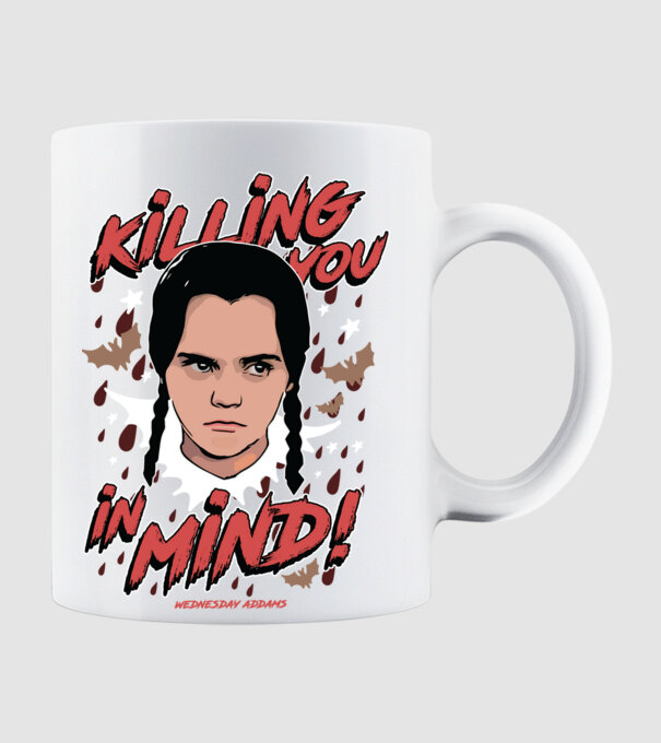 WEDNESDAY Killing You in my mind model alb pe tricou
