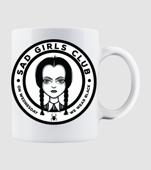 WEDNESDAY Sad Girls Club model alb pe tricou