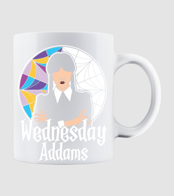 Wednesday Window colorful model alb pe tricou