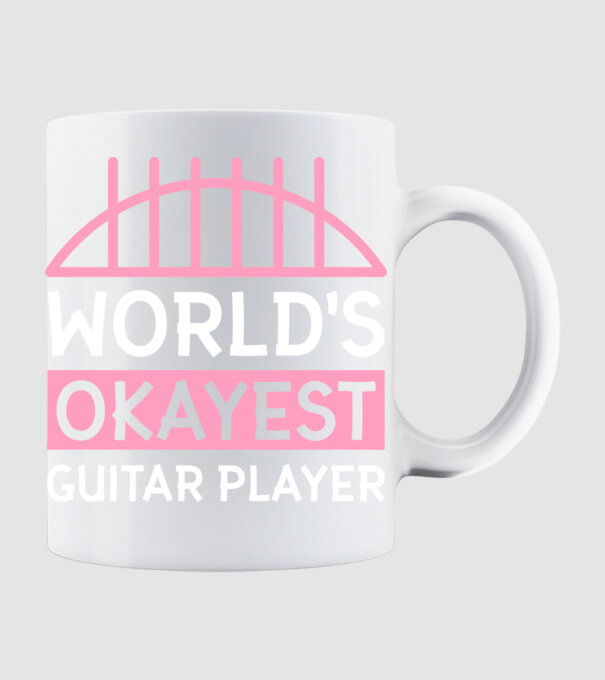 World's okayest guitar player model alb pe tricou