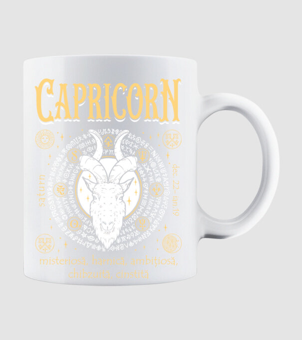 Zodiac femeie CAPRICORN golden model alb pe tricou