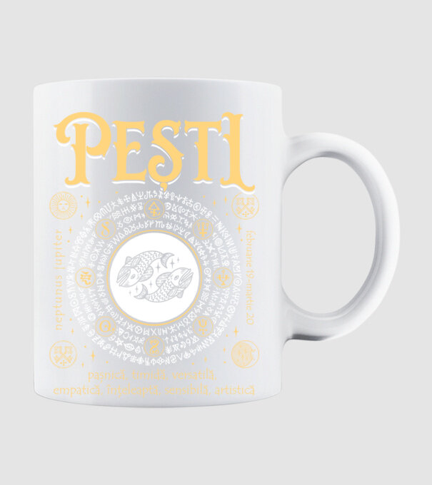 Zodiac femeie PEȘTI golden model alb pe tricou