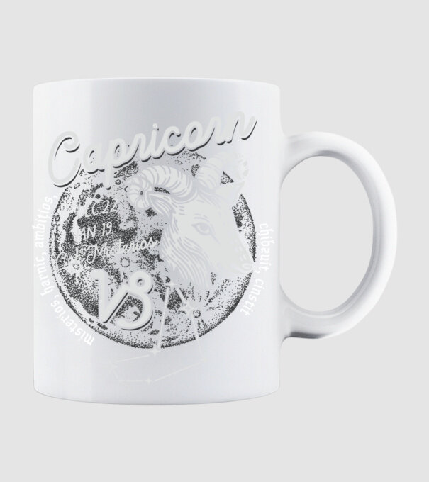 Zodiac bărbat CAPRICORN retro model alb pe tricou
