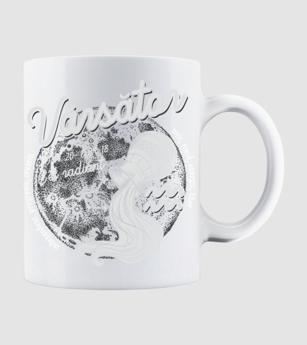 Zodiac bărbat VĂRSĂTOR retro model alb pe tricou