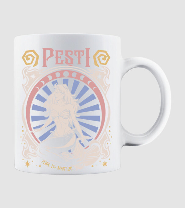 Zodiac Vintage PEȘTI model alb pe tricou