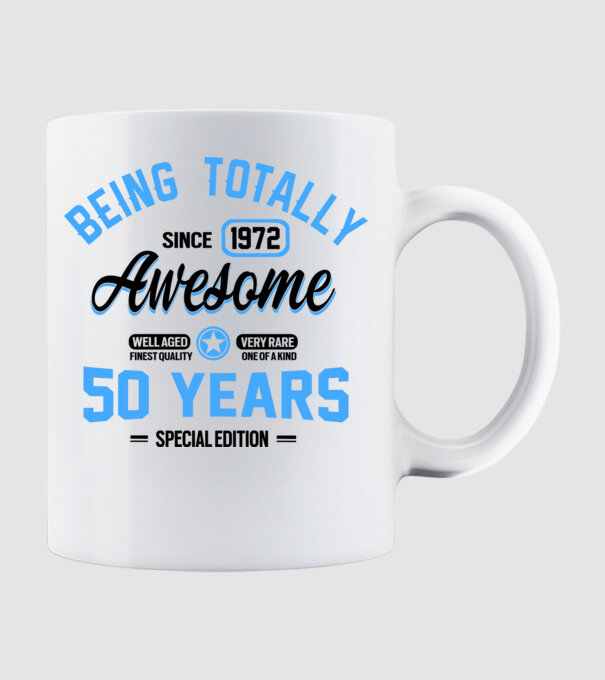 50 years of being totally awesome model alb pe tricou