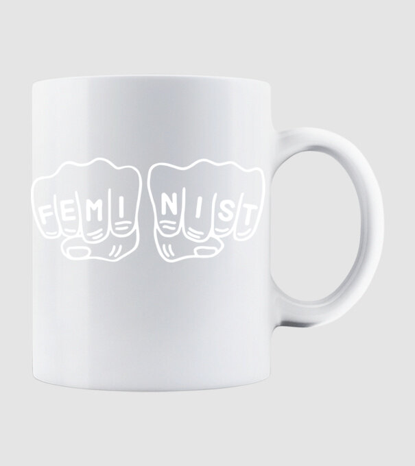 Feminist model alb pe tricou