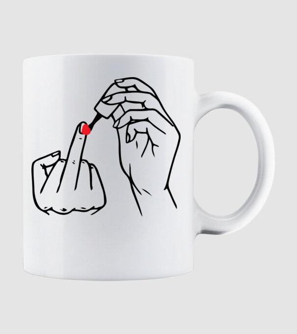 Nail polish Fuck U model alb pe tricou