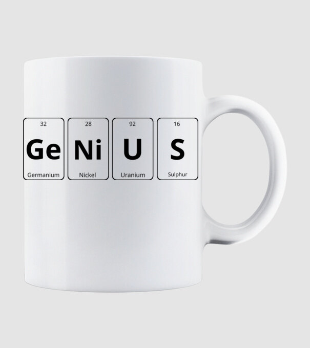 Genius periodic model alb pe tricou