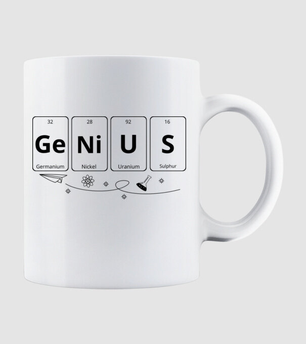 Genius periodic model alb pe tricou
