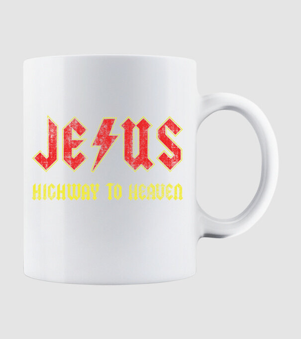 JESUS HIGHWAY TO HEAVEN model alb pe tricou