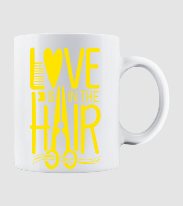 Love is in the hair model alb pe tricou