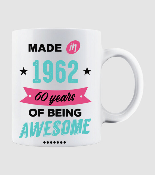 MADE in 1962 model alb pe tricou