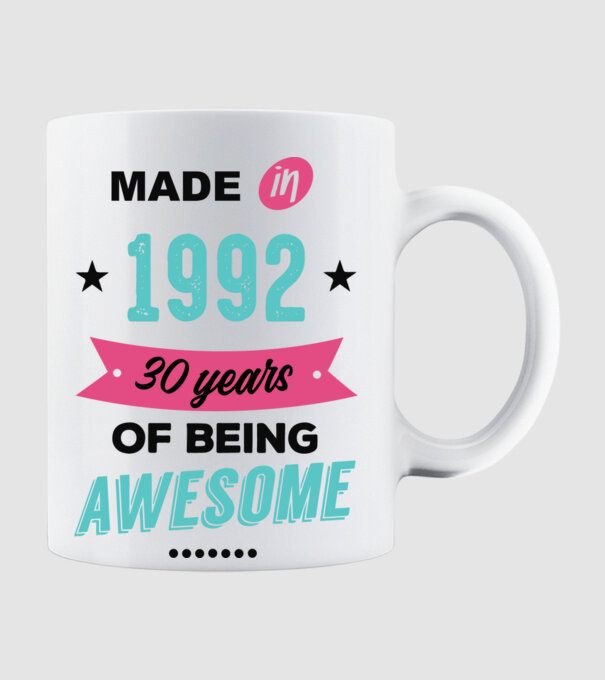 MADE in 1992 model alb pe tricou