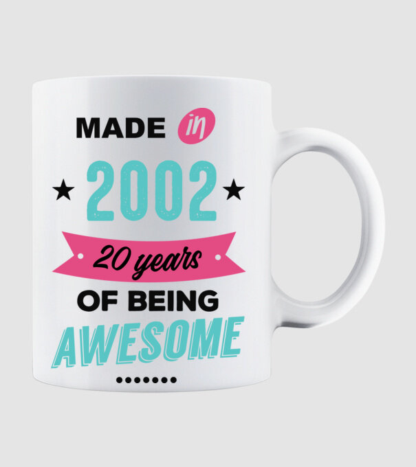 MADE in 2002 model alb pe tricou